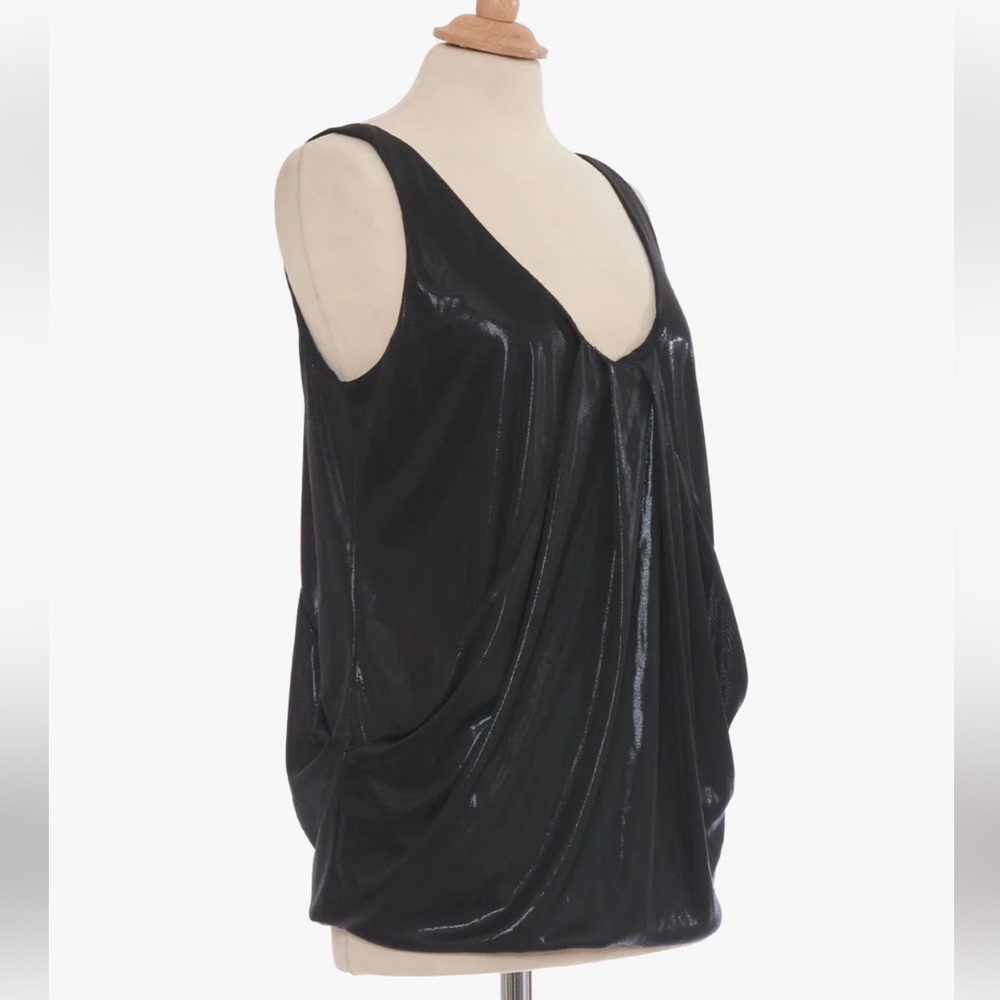 Diane von Fürstenberg Draped Sleeveless Black Top Leeza Womens 2 Lined | L1406